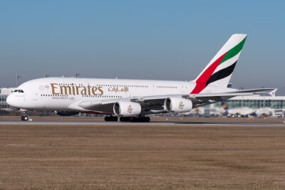 Emirates A388 A6-EOI MUC 160219