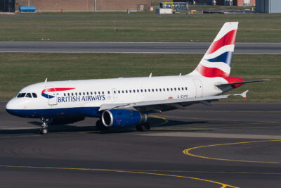 BritishAirways A319 G-EUPG BRU 220319