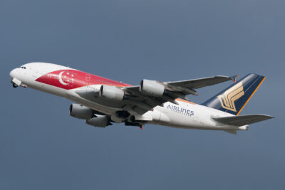SingaporeAirlines A380 9V-SKI LHR 080216