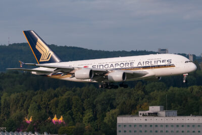 SingaporeAirlines A380 9V-SKT ZRH 200817